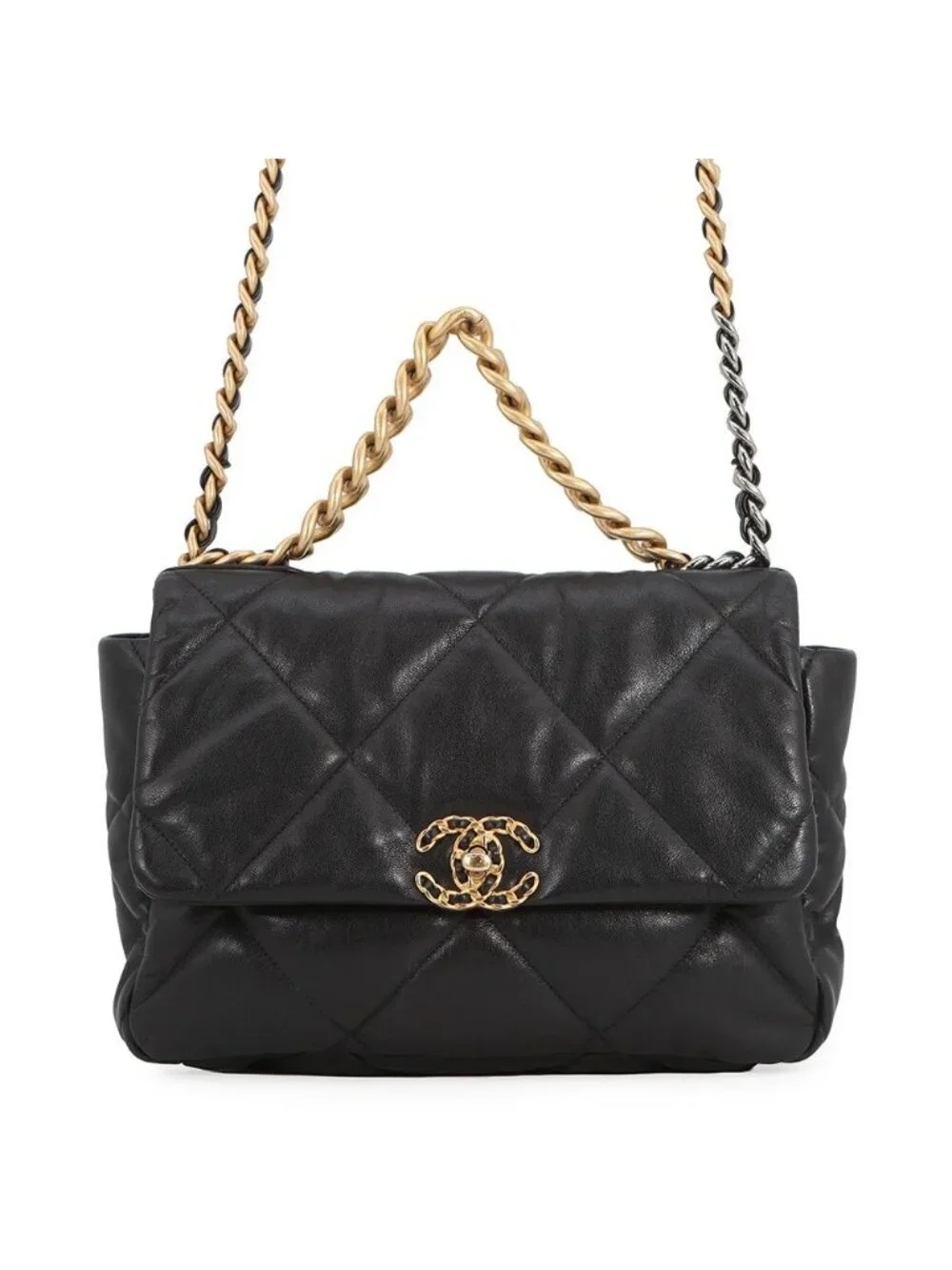 Chanel Chain Shoulder Bag 19 Large Lambskin 2-Way Black